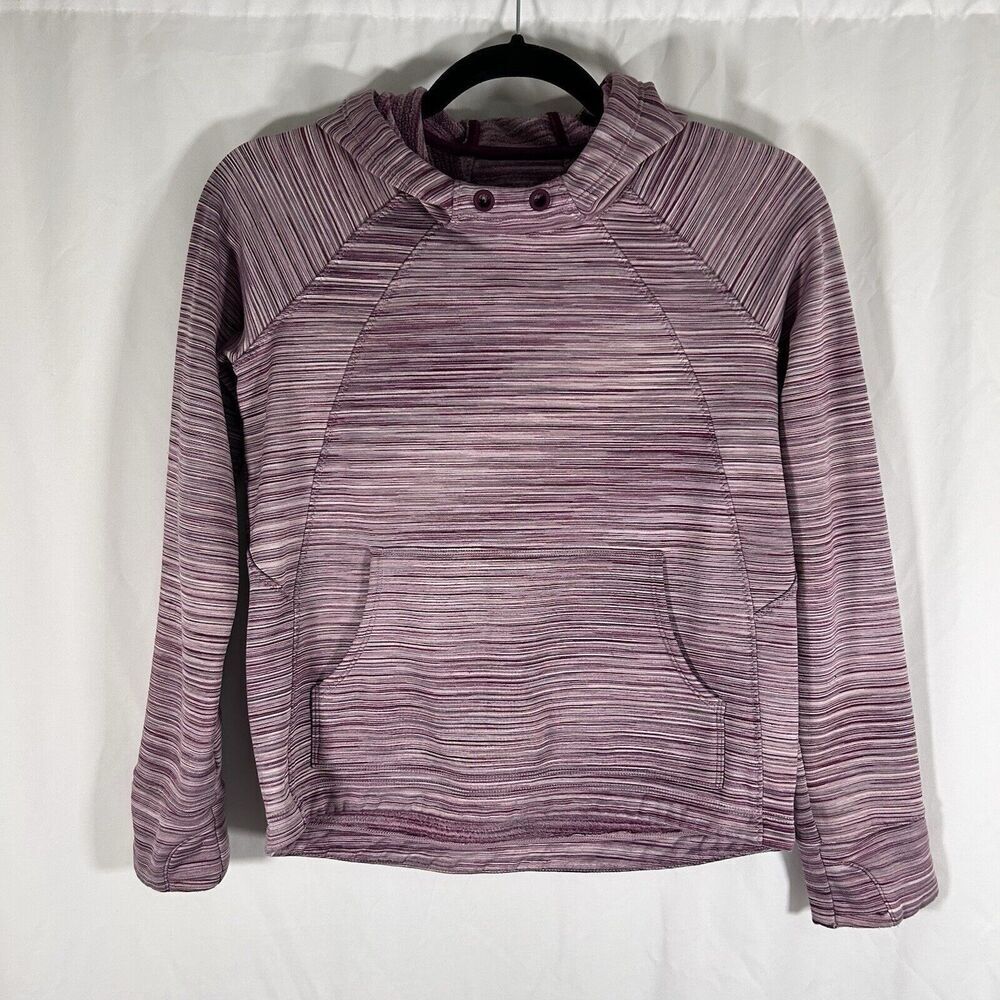 Athleta Girl Hoodie Girls Large Purple Striped Long Sleeve Missing Drawstring